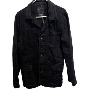 Calvin Klein Jeans‎ Stretch Women's Black Denim Jacket Medium Mid-Length Cotton